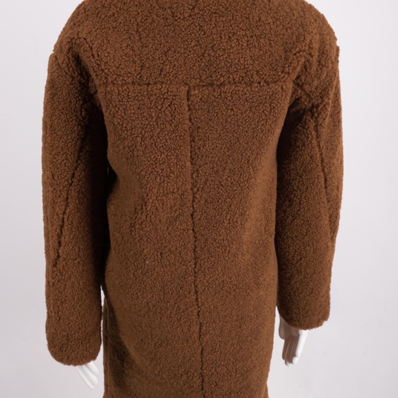 Bershka Zara Womens Teddy Coat Brown Shearling new - Picture 4 of 8